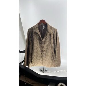 Focus Casual Life Womens L Brown Waffle Knit Lagenlook Jacket Boho